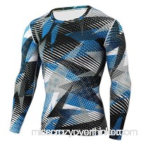 PKAWAY Mens Quick Dry Long Sleeve Camo Compression Runing Shirt Blue B07QGWKNL9